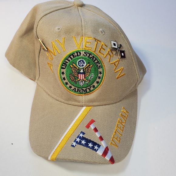 Unbranded Other - United States Army Veteran Tan Beige Baseball Trucker Cap Hat With 2 Pins Hook N